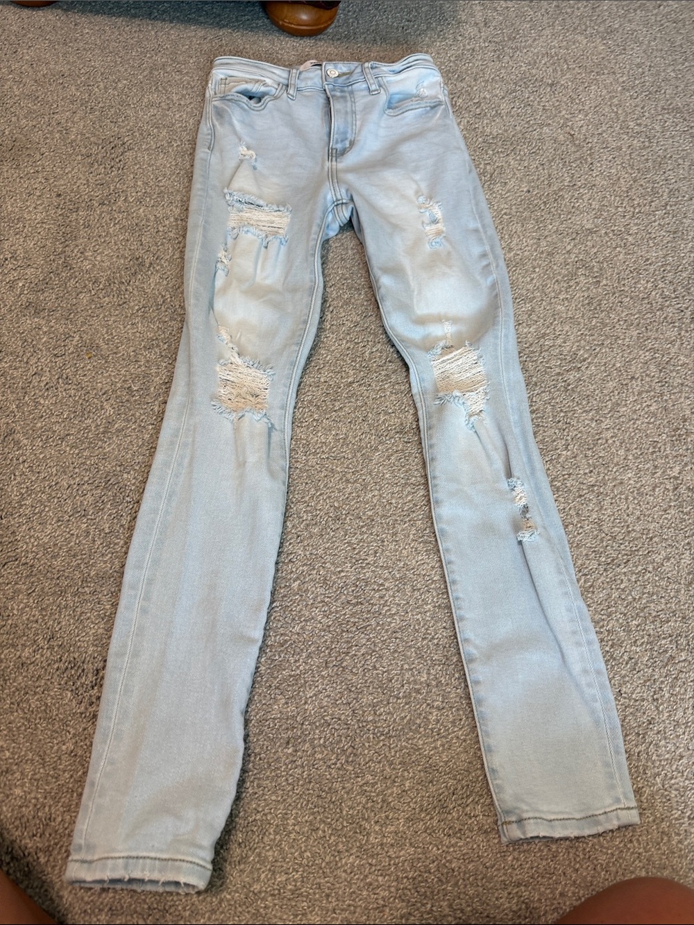 Light Blue Distressed Women's Skinny Jeans